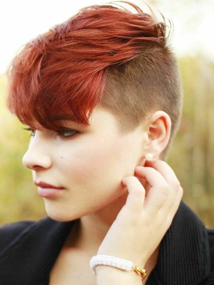 undercut frisur damen kurze haare rote haare stylen frisurideen
