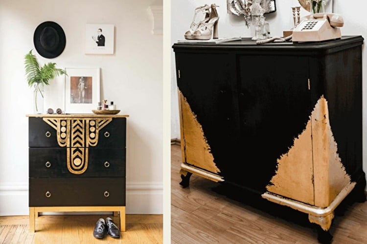 Ideen fürs Möbel verschönern mit Blattgold - Unregelmäßige Gestaltung oder Muster selber machen