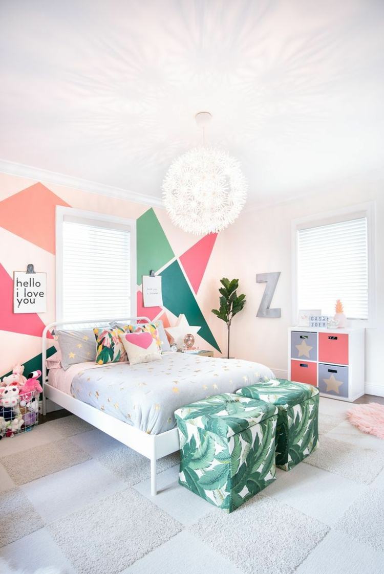 Mädchenzimmer mit harmonischen Farben für Möbel und Wand