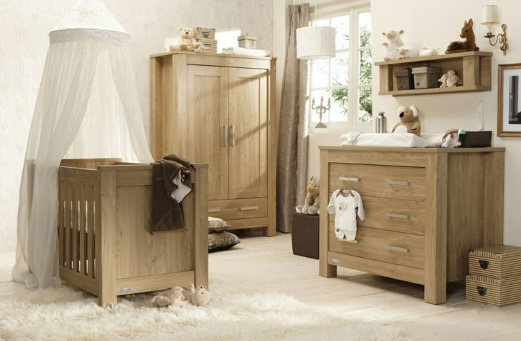 Möbelset für ein Babyzimmer mit rustikalem Look