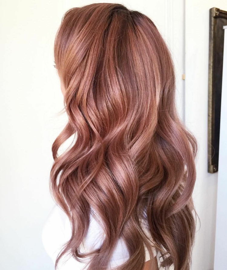 Rose Braun Gold Haarfarbe Frisurenideen Trends Damen Lange Haare