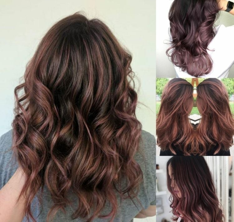 Rose Braun Haare Ombre selber färben Anleitung Frisurenideen Damen lange Haare