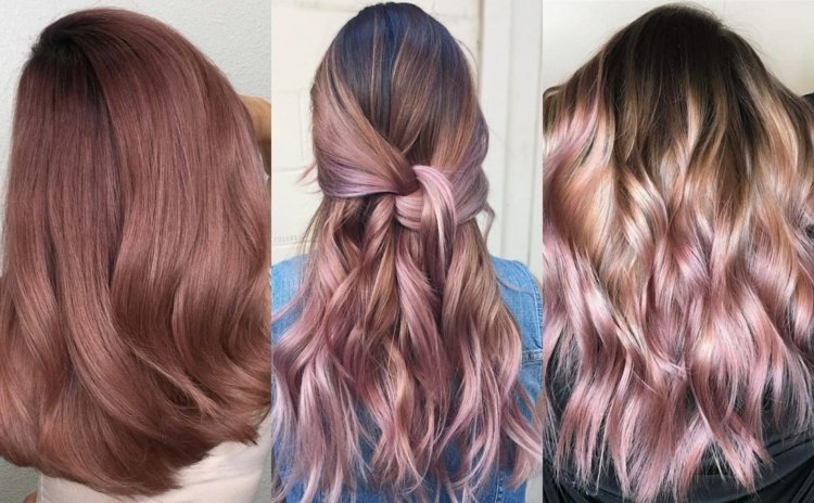 Rose Braun Haare rosa Ombre Strähnen selber färben Anleitung Frisurenideen Damen lange Haare