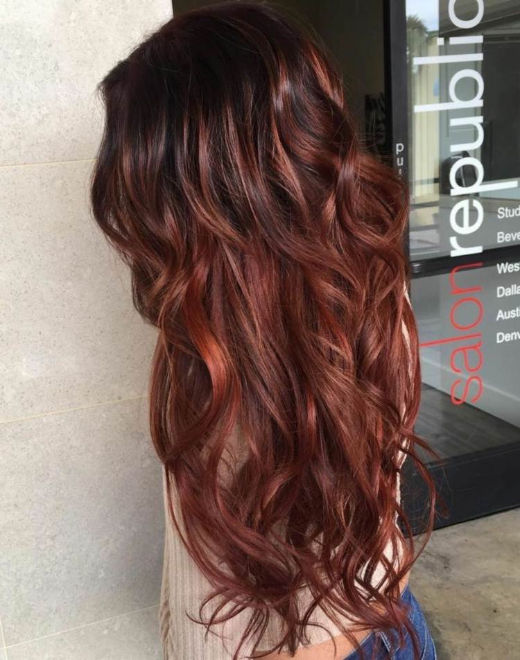 Rose Braun Haarfarbe Haartrends Frisurenideen Damen lange Haare