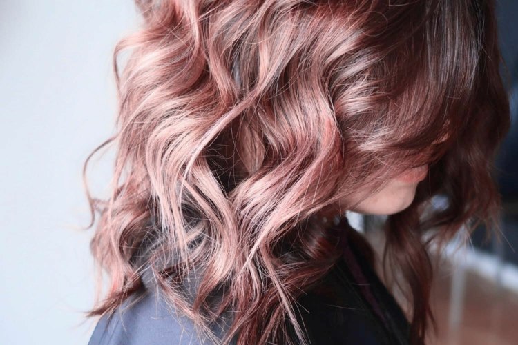 Rose Braun Haarfarbe Trends Brünetten Haarsträhnen Ideen kurze Haare