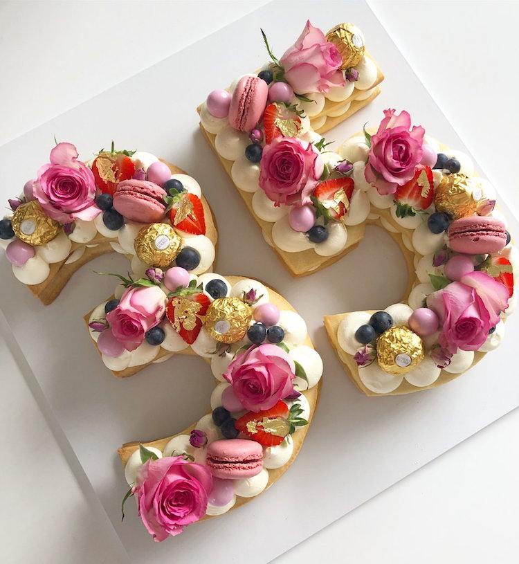 Zahlen Kuchen Dekorieren Ferrero Rocher Pralinen Macarons Geburtstagstorte