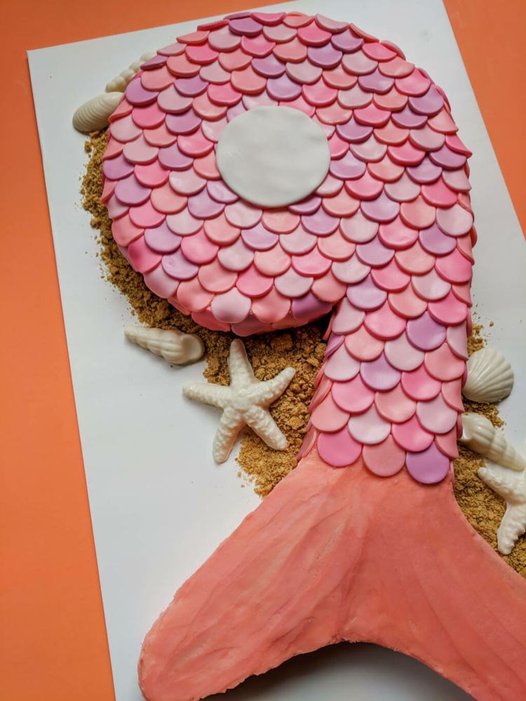 Zahlenkuchen backen Ideen für Mädchen Rosa Geburtstagstorte Meerjungfrau