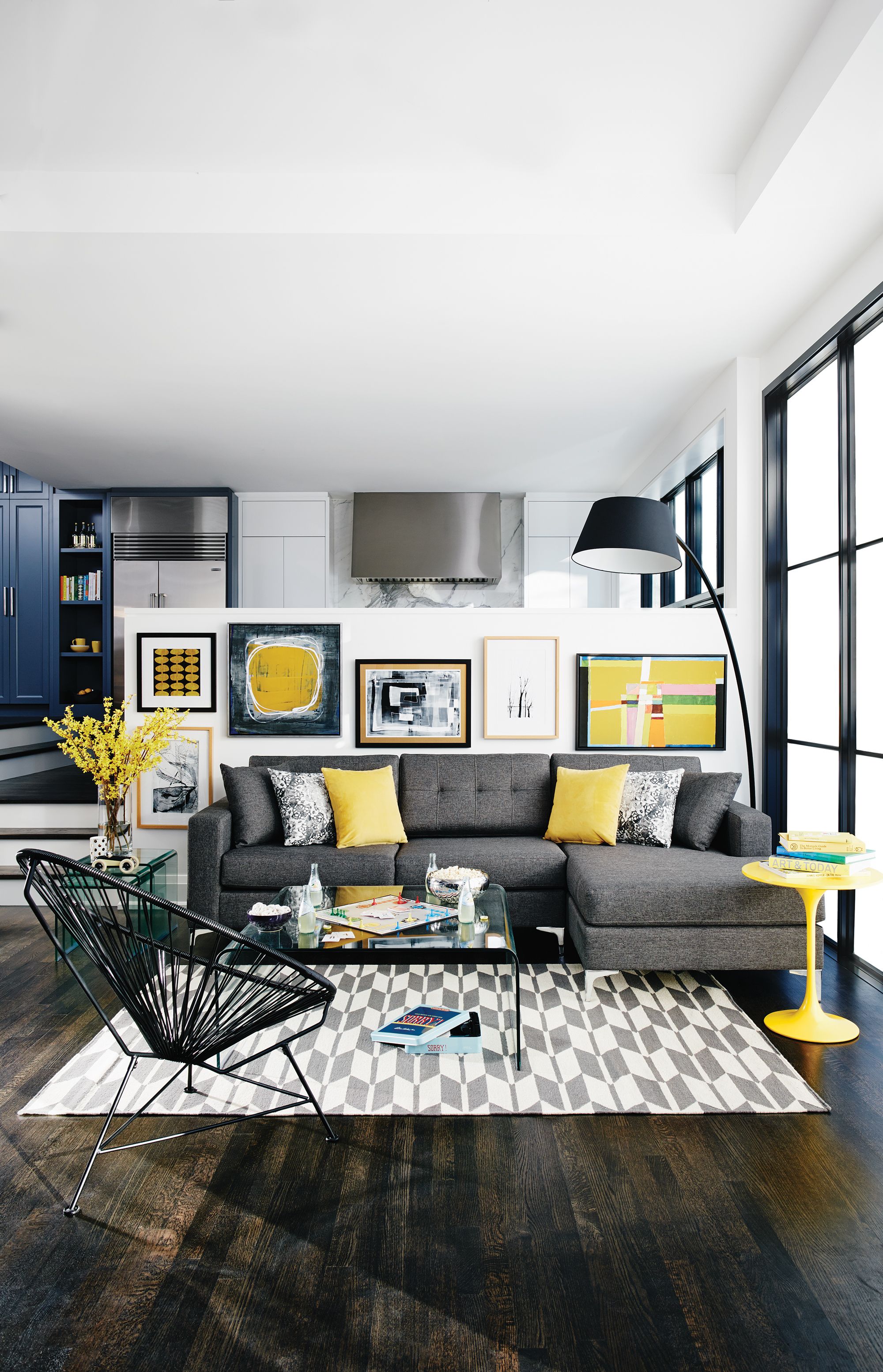 senfgelb kombinieren grau wohnung einrichten graues sofa wohnzimmer ideen