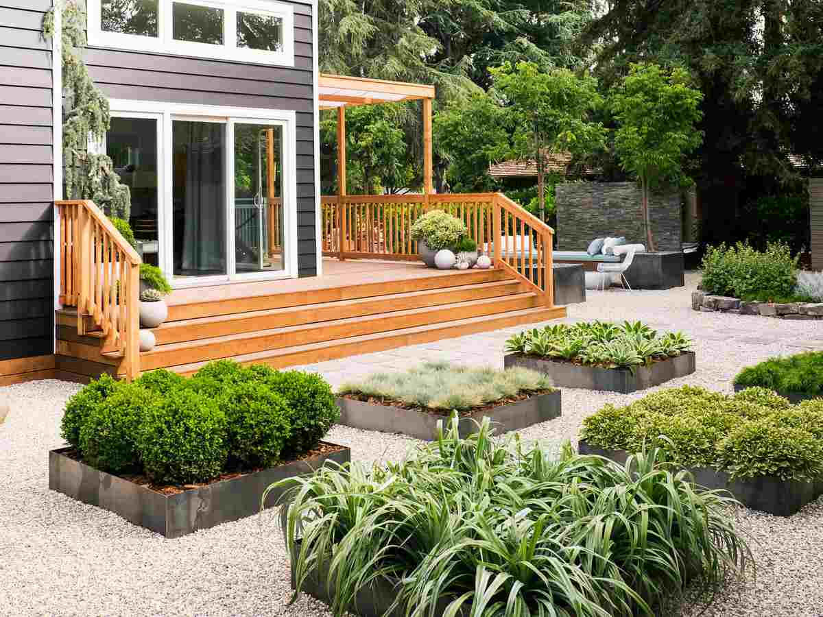 Garten und Terrasse Idee Hochbeet Zen Garten Holz Veranda Gartentrends