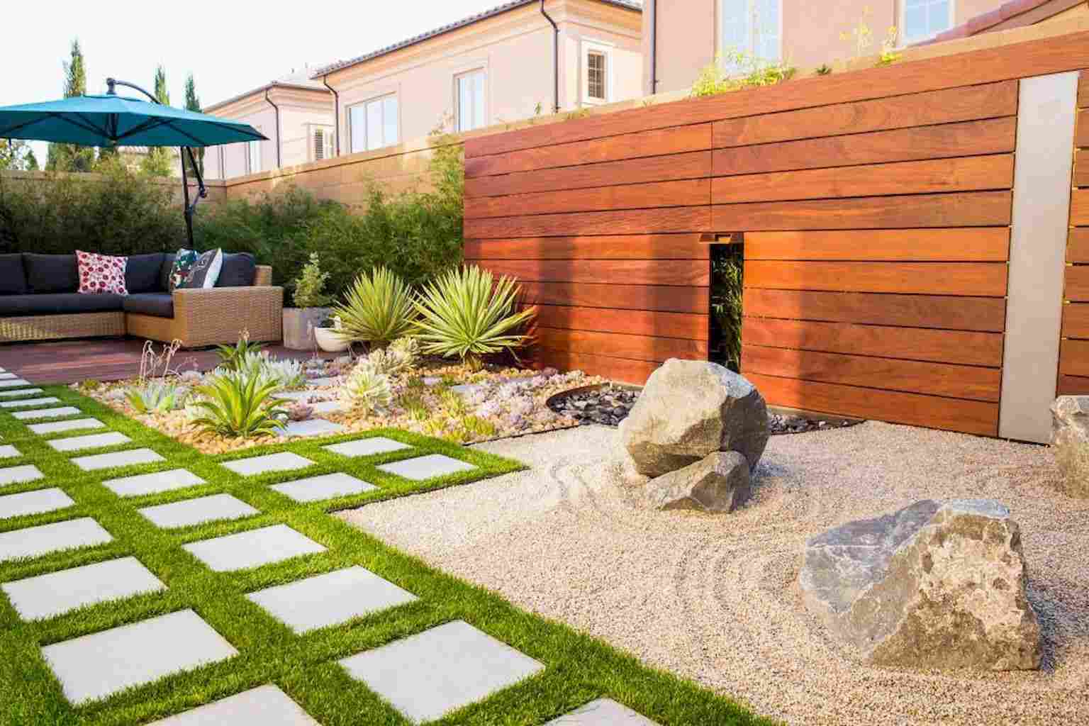 Garten und Terrasse Ideen Holz Zaun Lounge Ecke im Garten