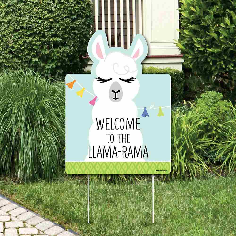 Heißen Sie die Gäste mit einem Schild mit Lama willkommen