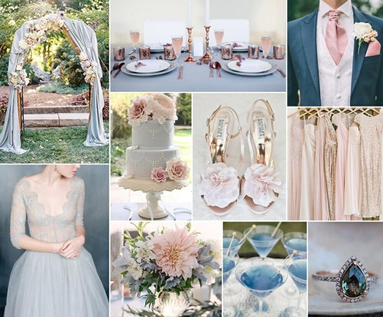 Hochzeit in Roségold und Blau dekorieren mit diesen Tipps und Ideen