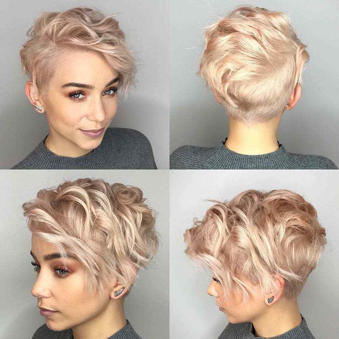 Kurzhaarfrisuren für dickes Haar Blond mit einem Hauch Rosa
