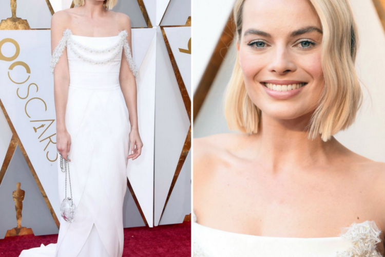 Margot Robbie Oscars 2018 weißes Chanel Kleid