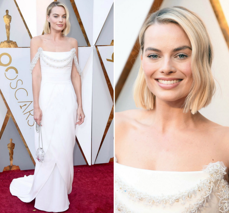 Margot Robbie Oscars 2018 weißes Chanel Kleid