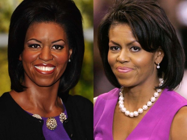 Michelle Obama Wachsfigur Hautfarbe Frisur Unterschiede