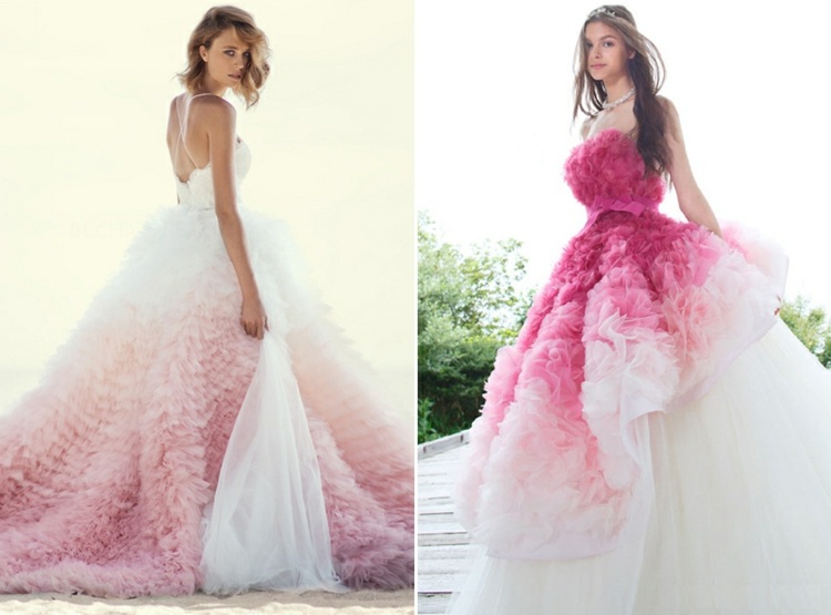 Ombre in Weiß und Rosa oder Pink für das Hochzeitkleid