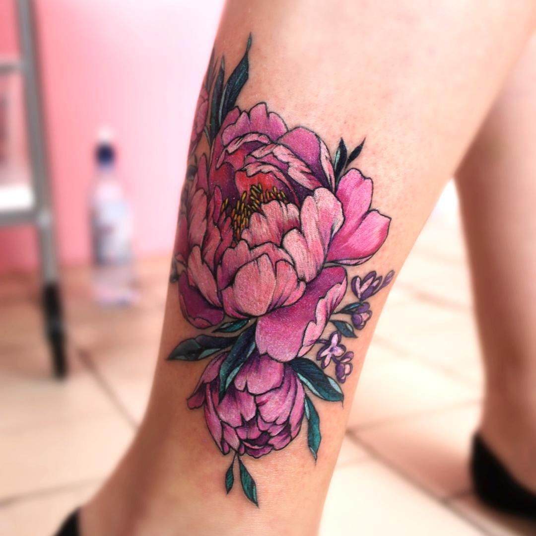 Pfingstrose Blumen Tattoo Fußtattoo Ideen Frauen