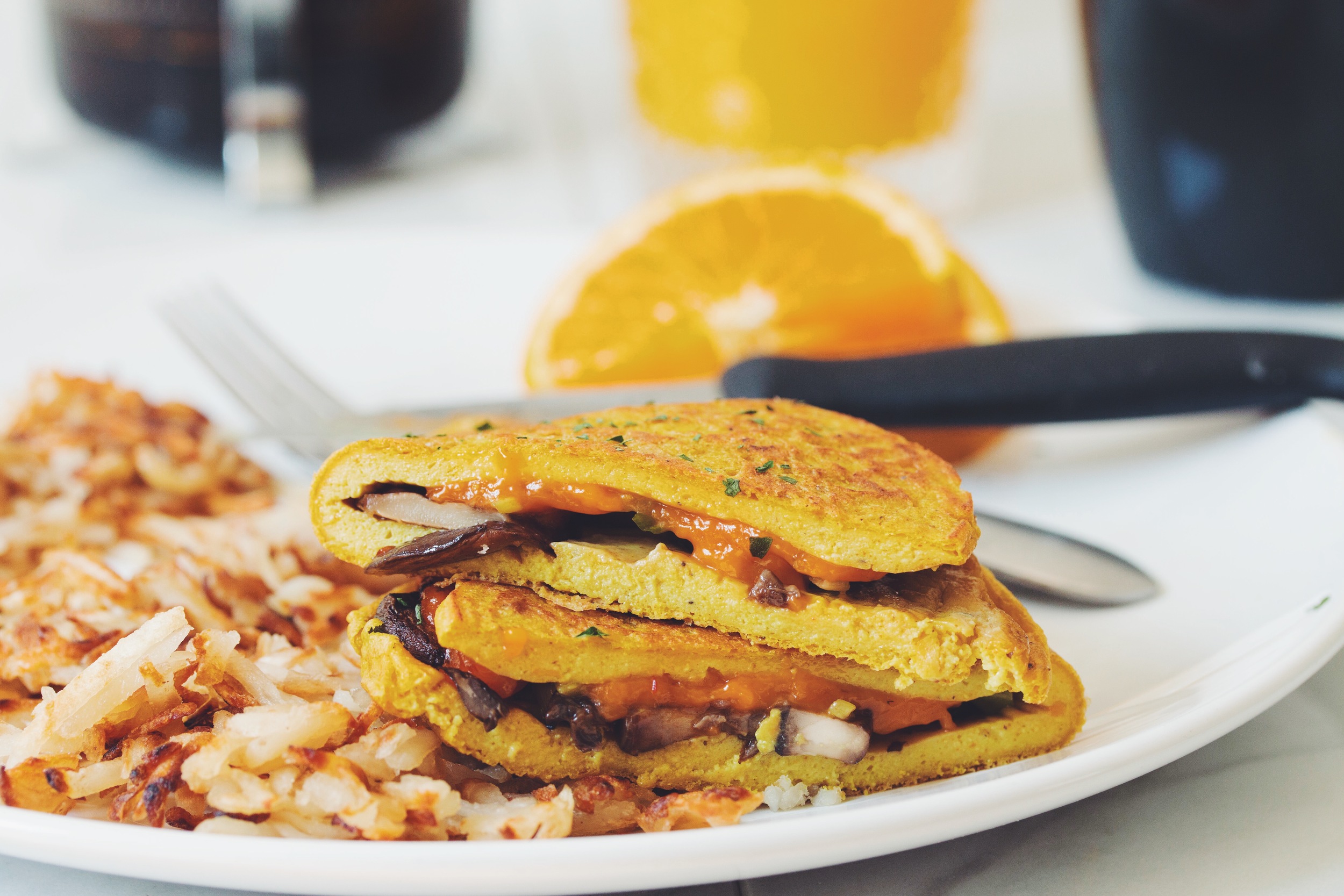 Vegane Frühstücksrezepte Omelette vegan Kichererbsenmehl Zucchini Rezepte gesund
