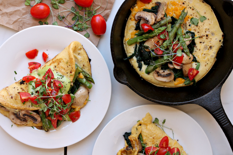 Vegane Frühstücksrezepte Omelette vegan Pilze Spargel kochen gesund Kichererbsen