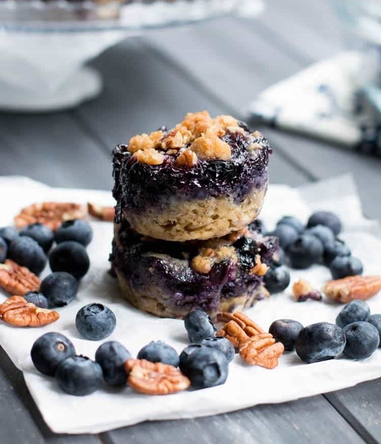 Baked Oatmeal Rezept Muffins Blaubeer Haferflocken Pekannuss gesund Abnehmen