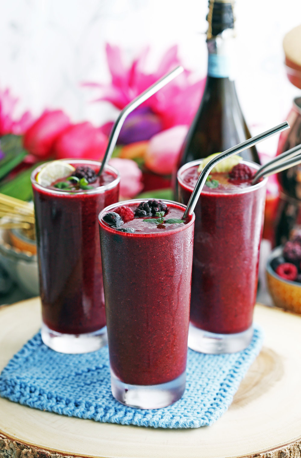 Beeren Wein Slushie Rezept Low Carb Sommergetränk gesund Obst abnehmen