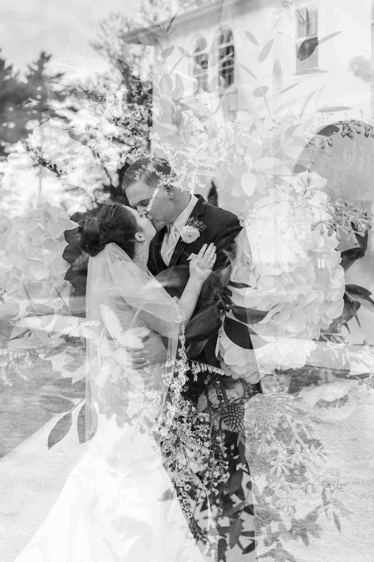 Fotos zur Hochzeit originell gestalten mit doppelter Belichtung in Schwarz-Weiß