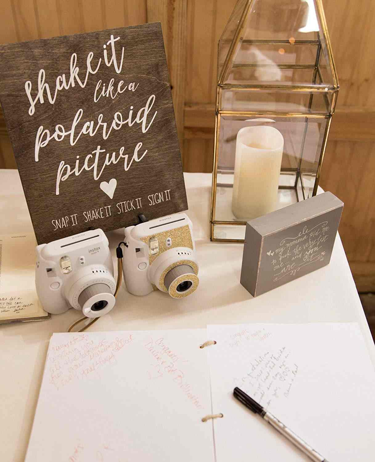 Gästebuch Hochzeit Alternative Polaroid Fotoecke selber machen Kerzenhalter