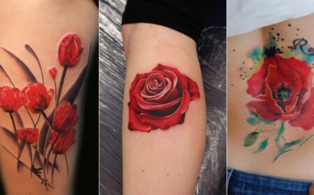 Ideen für rote Blumen wie Rose und Mohnblume in Watercolor oder 3D