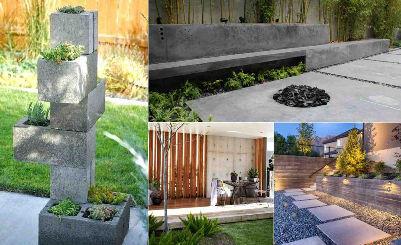 Ideen mit Betonblöcken, Plattenund Sichtschutzwänden für den Garten