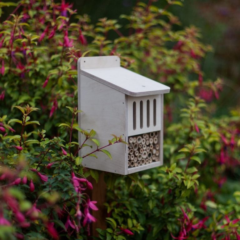 Insektenhotel bauen Schmetterlingshaus vertikale Schlitze Bienen