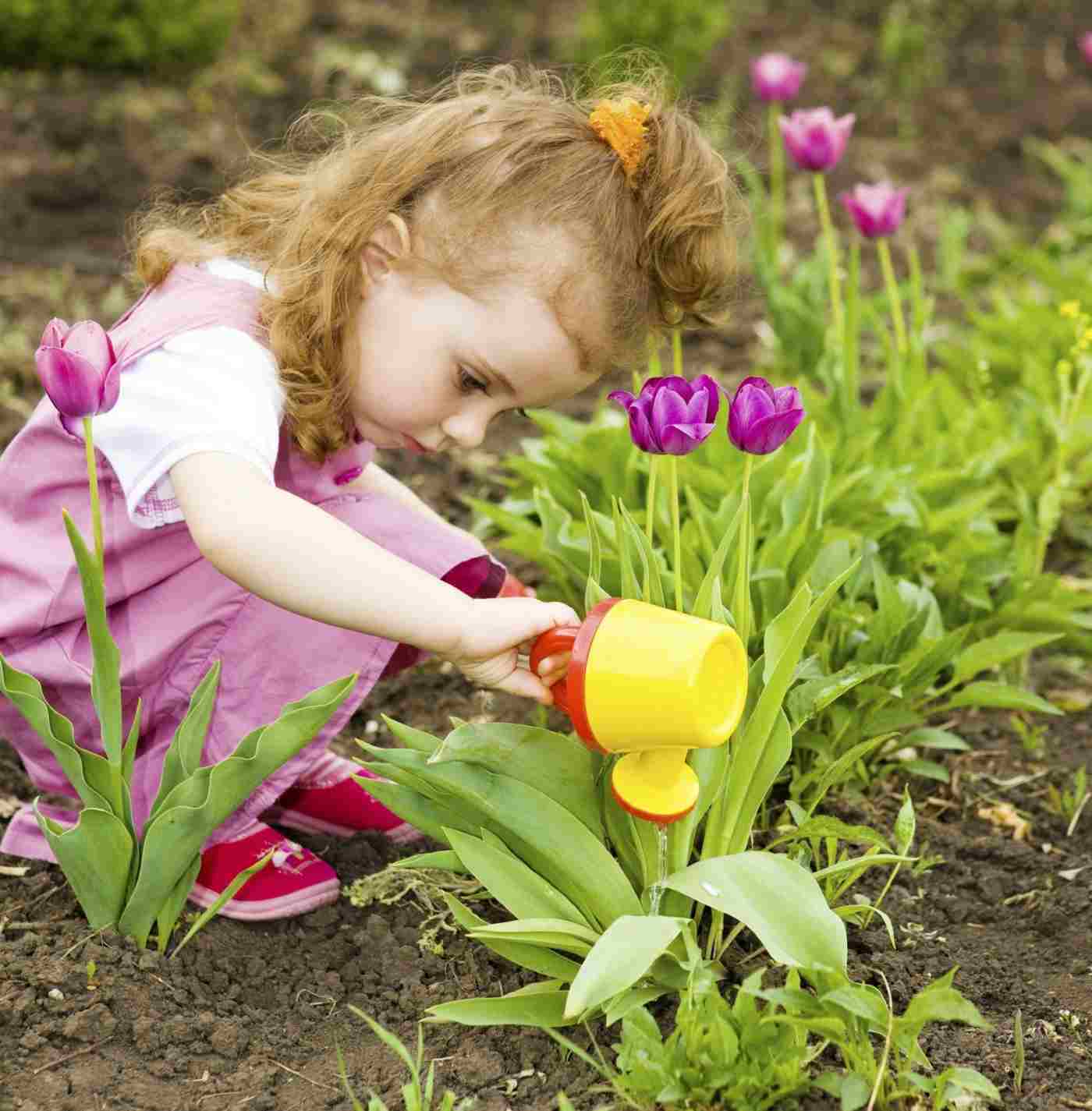 Kindern das Gärtnern beibringen auf spaßige Weise mit Blumen oder Gemüsebeet