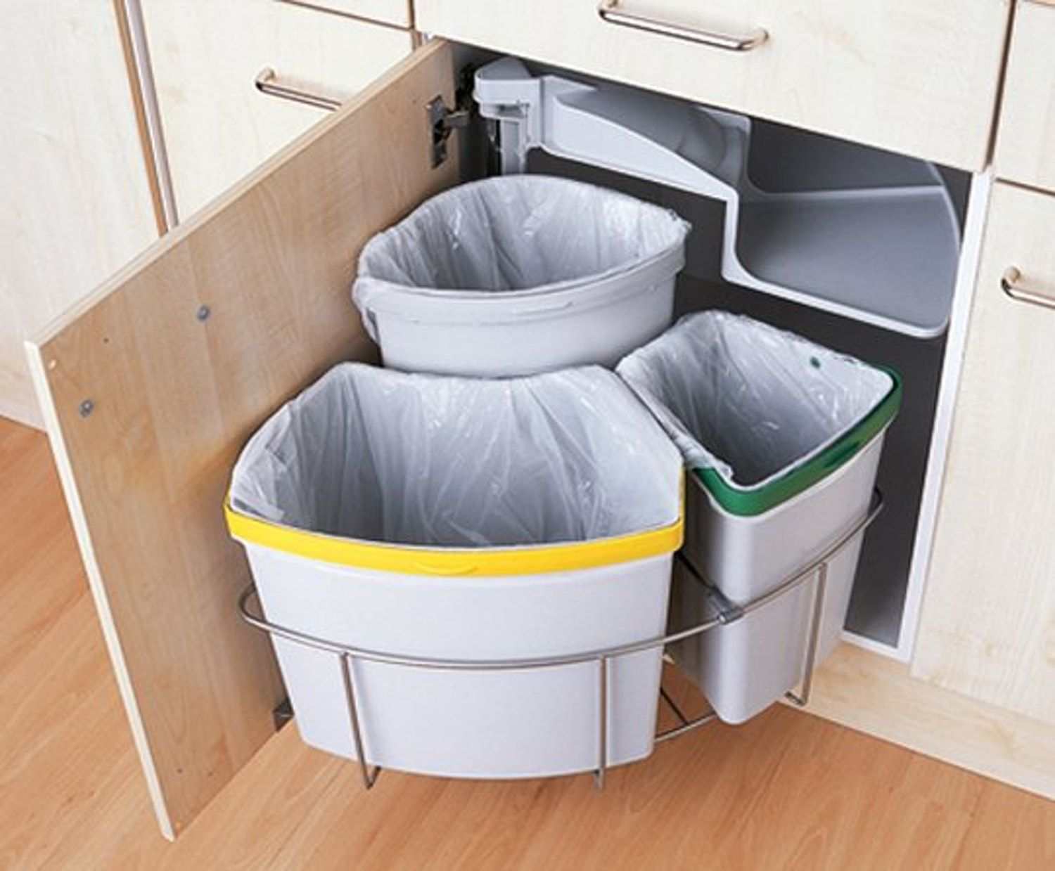Küchenecke nutzen Karusell Abfalleimer Recycling