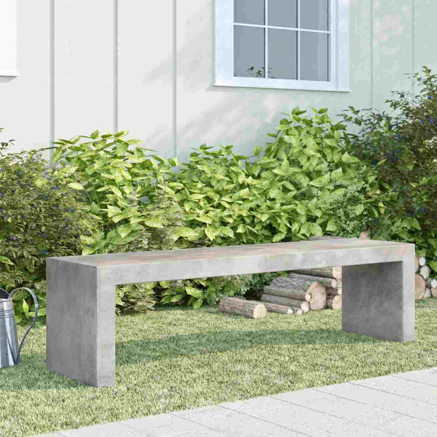 Schlichte Beton Sitzbank für einen Rückzugsort im Garten
