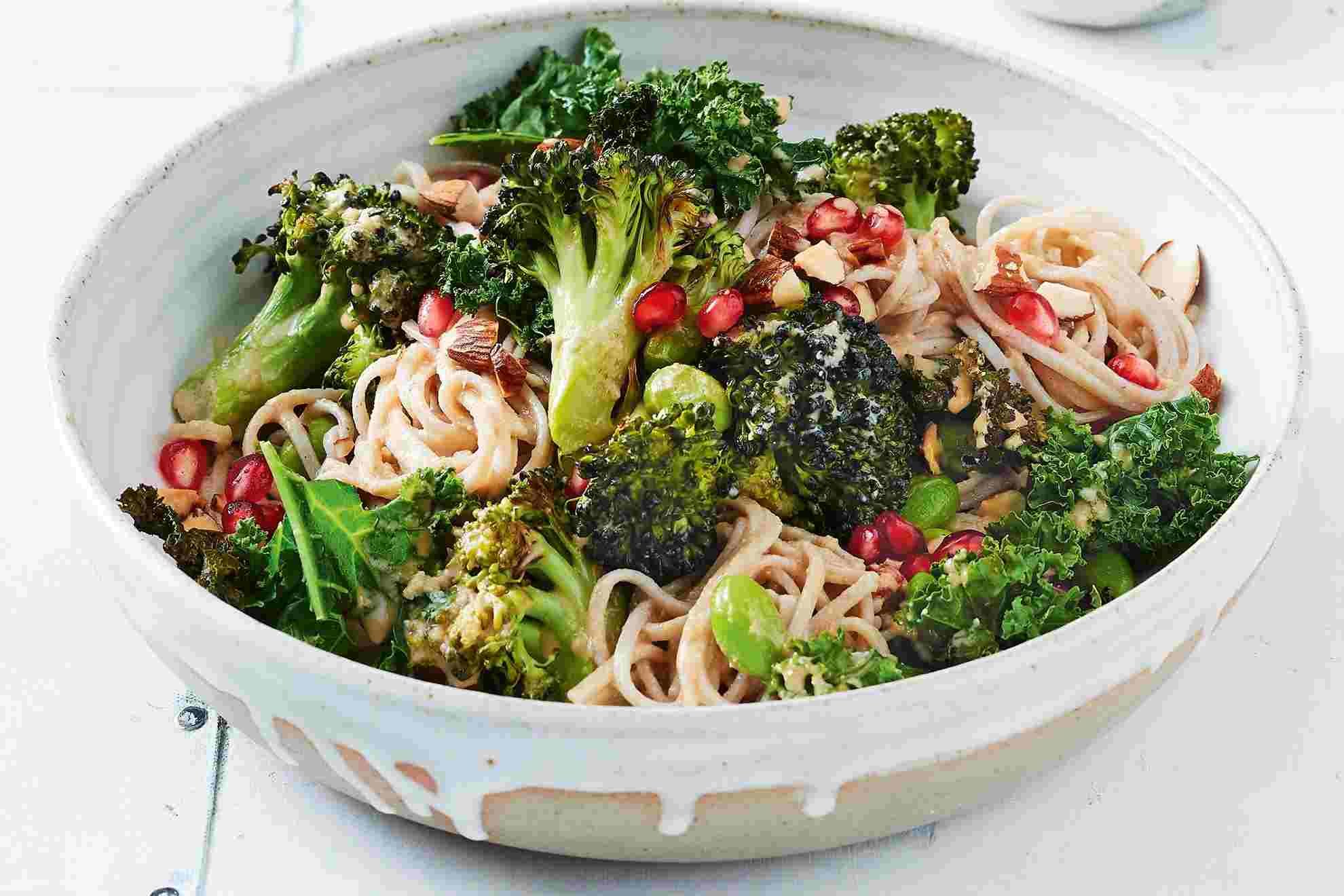 Soba Nudeln Rezept Broccoli Salat gesund Dressing abnehmen kalorienarmes Pasta Alternative