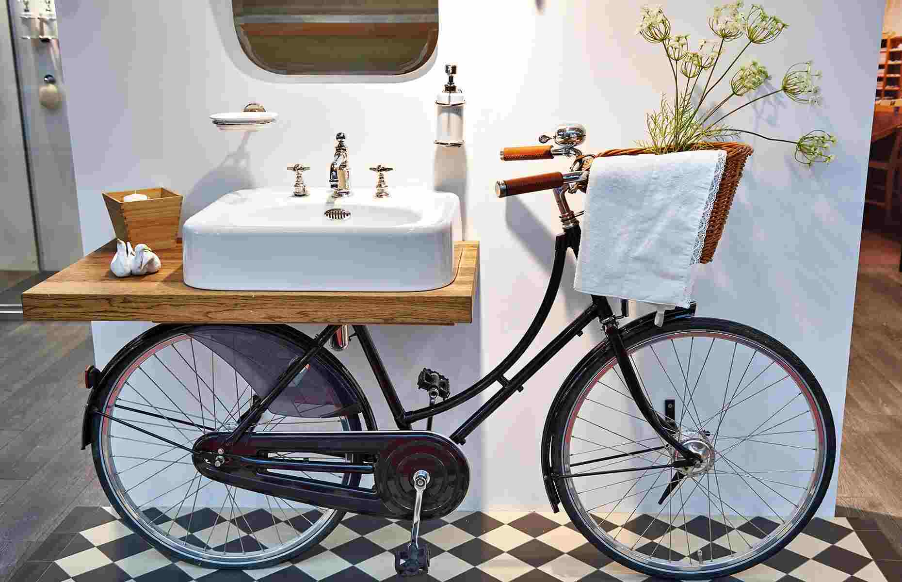 Upcycling Ideen einfach Fahrrad Tisch Badezimmer Fliesen Ideen Vintage Einrichtung Ideen
