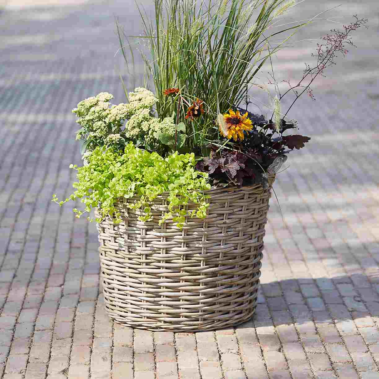 Weidenkorb bepflanzen Blumen Anleitung einfach Garten Terrasse Gestalten Gartendeko