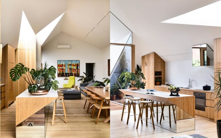 Wohnzimmer Küche gemütlich einrichten Ideen Dachfenster Dachschräge