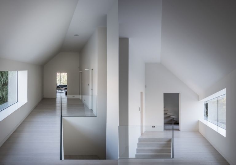weiß und grau Treppenhaus modern Glasgeländer