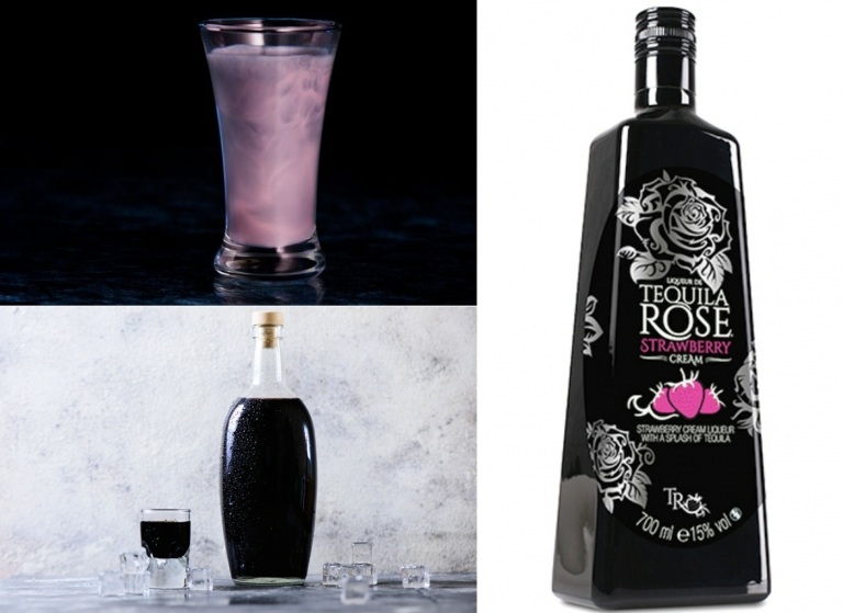 Black Rose aus Tequila Erdbeerlikör und schwarzem Wodka