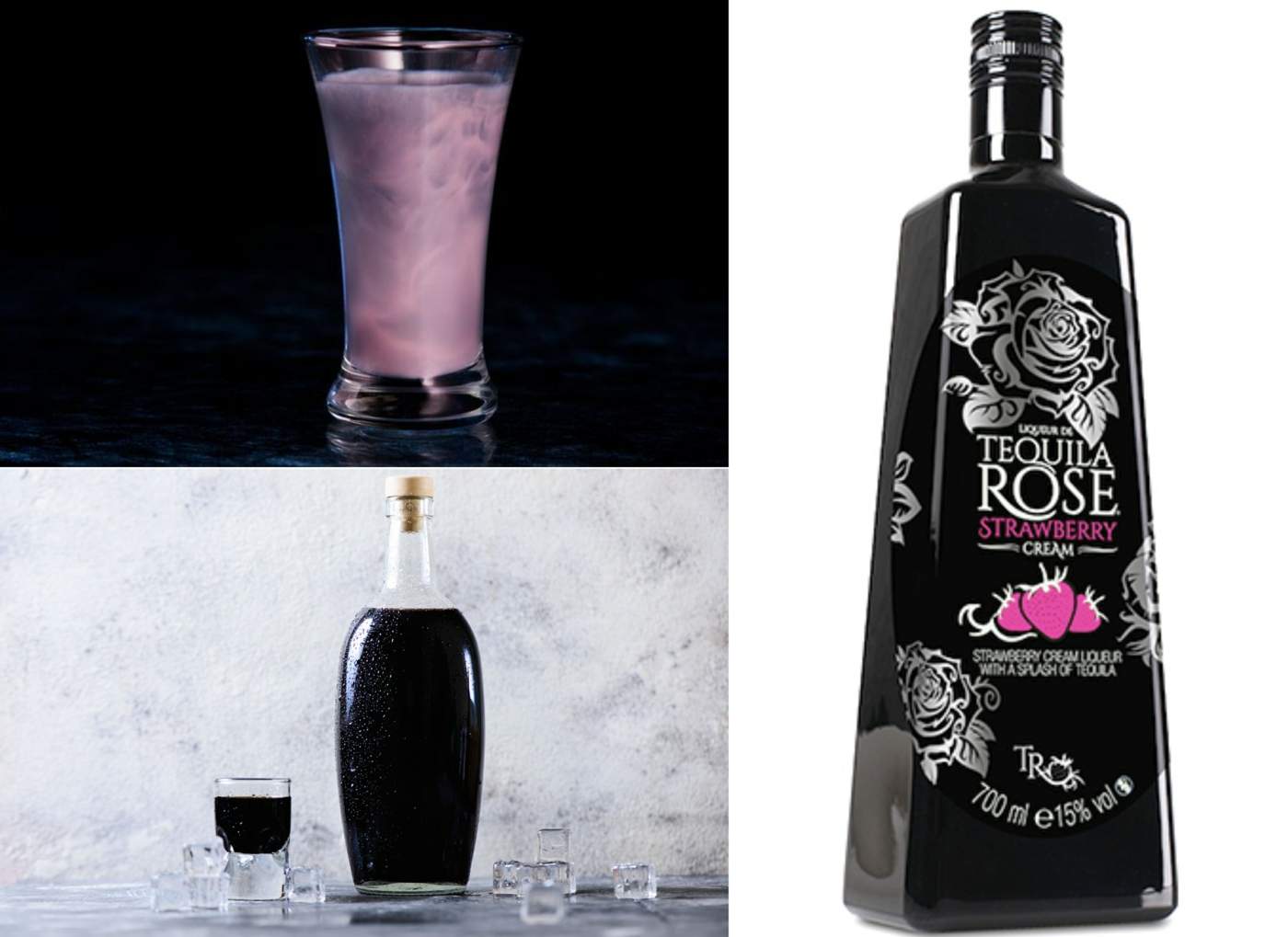Black Rose from Tequila Erdbeerlikör and black vodka