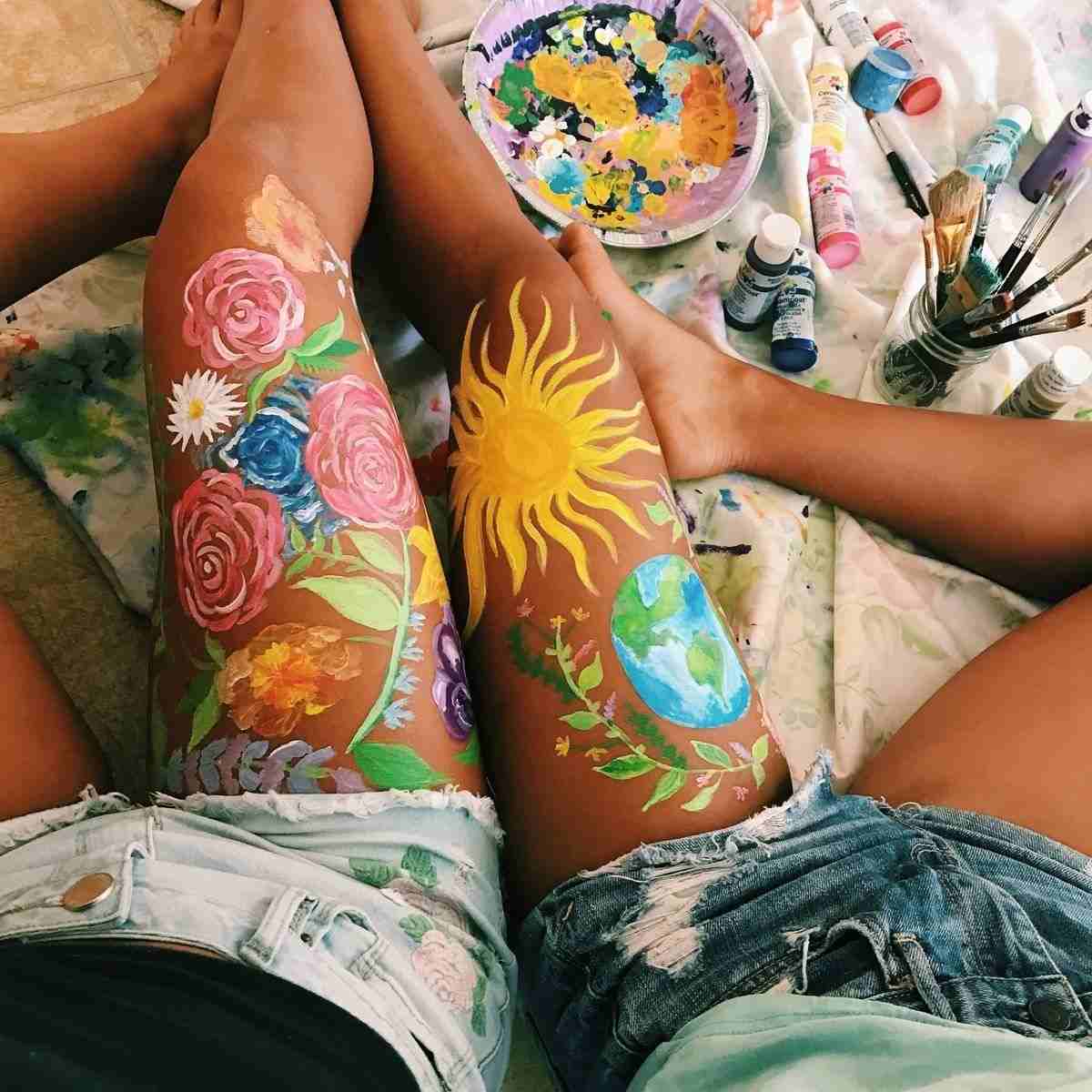 Body Art Painting Bein Oberschenkel Tattoo Trends Frauen Tattoodesign