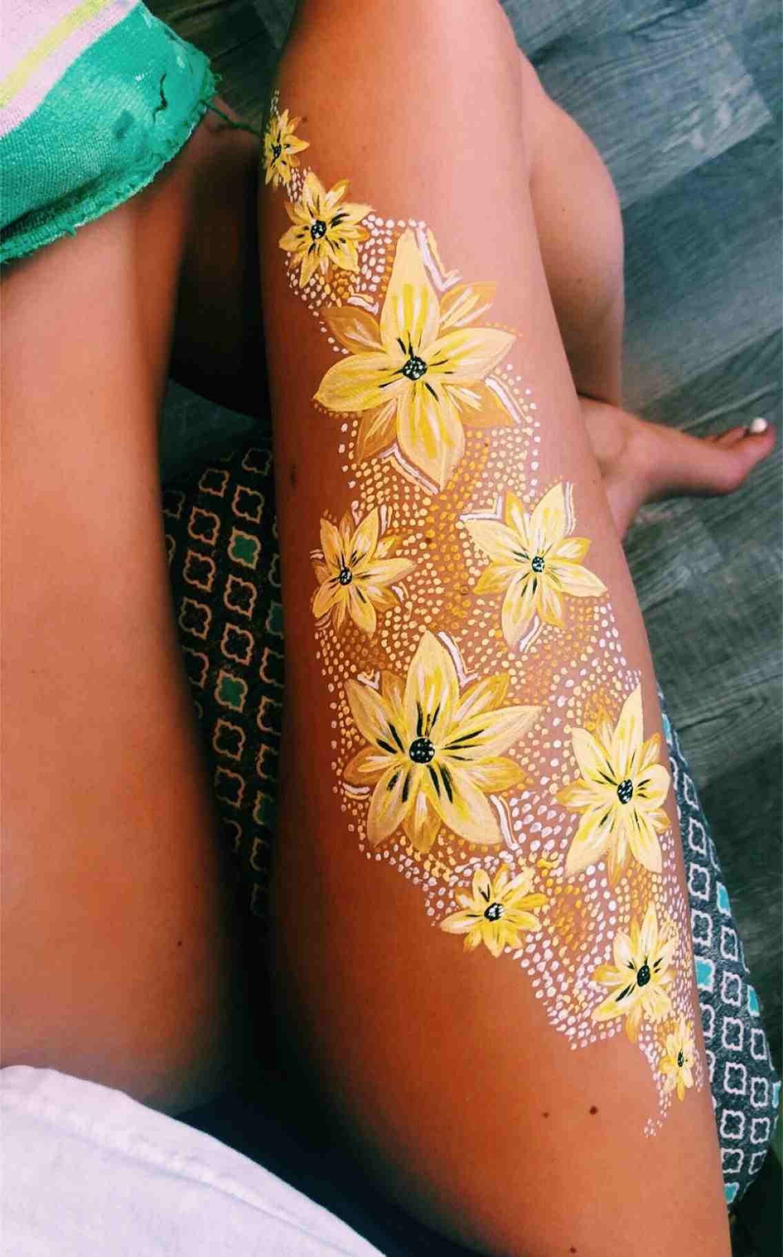 Body Art Painting Tattoo Bein Oberschenkel Tattoo Trends Frauen