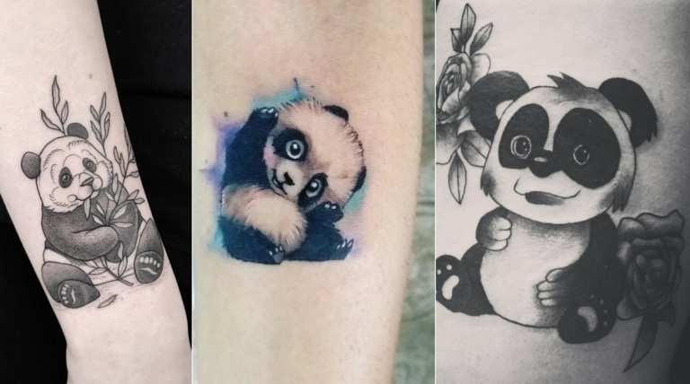 Glücke ist eine von vielen Panda Bedeutungen für das Tattoo