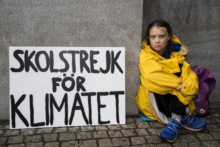 Greta Thunberg Kampagne für Maßnahmen gegen den Klimawandel