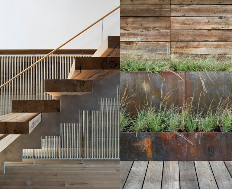 Haus rustikal Treppe Pflanzkübel Metall