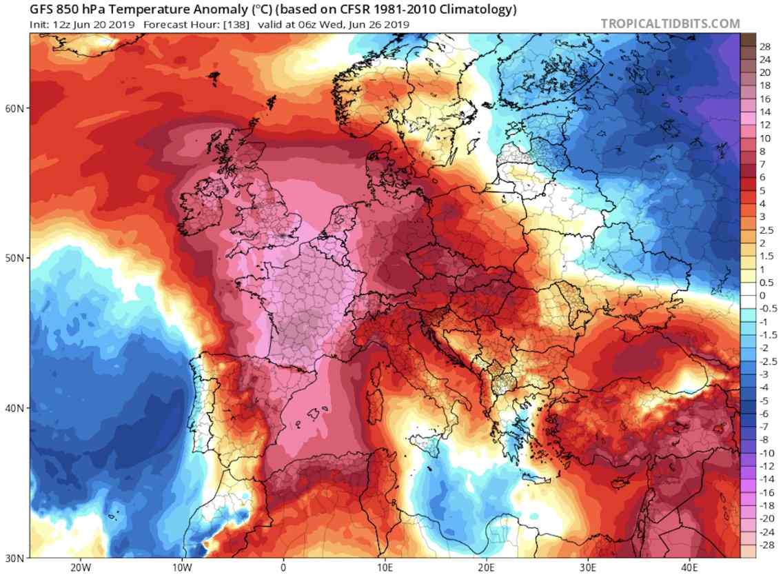 Hitzewelle in Europa Karte Temperaturen bis weit über 40 Grad