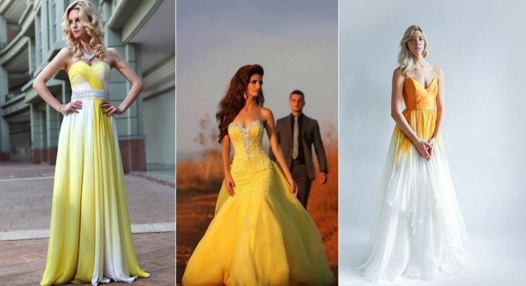Hochzeitskleid in Gelb als Akzent oder Zweitfarbe zu Weiß
