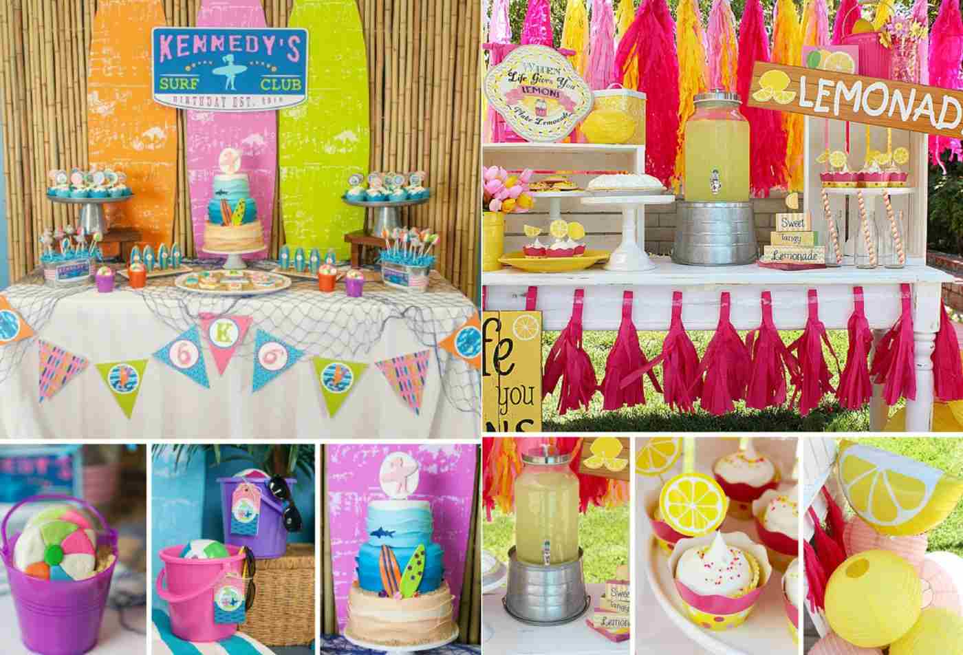 Ideas for the Pool Party to children 's birthday party in various colors