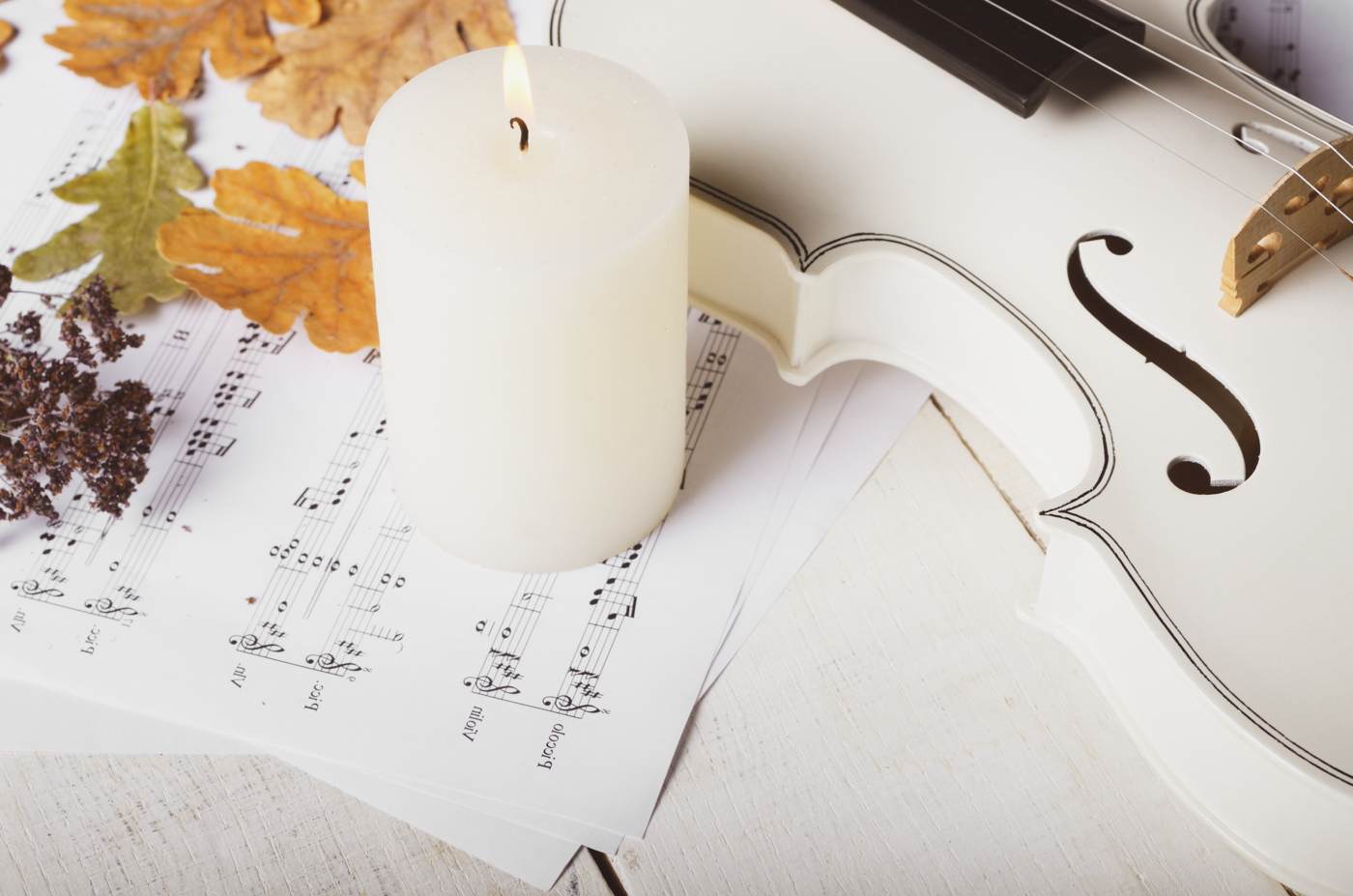 Candles with wish pattern decorate notes of wax paper